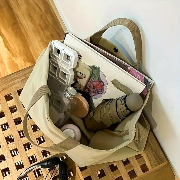 Large Capacity Vintage Letter Canvas Tote Bag (SKU #0487) - Picture 2 of 6